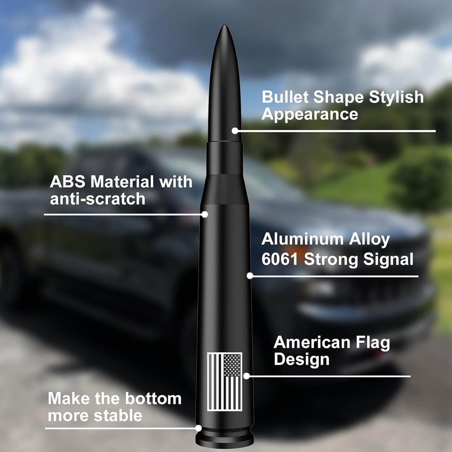 Antena bala universal para camión y carro válvula neumática
