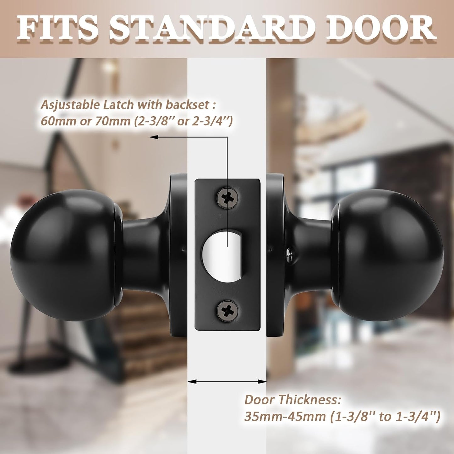 Pomos negros puerta armario interior sin llave set 6