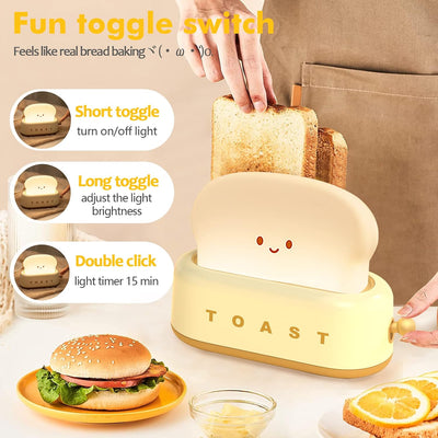 Lámpara Mesa Pequeña Led Pan Tostado Recargable Temporizador