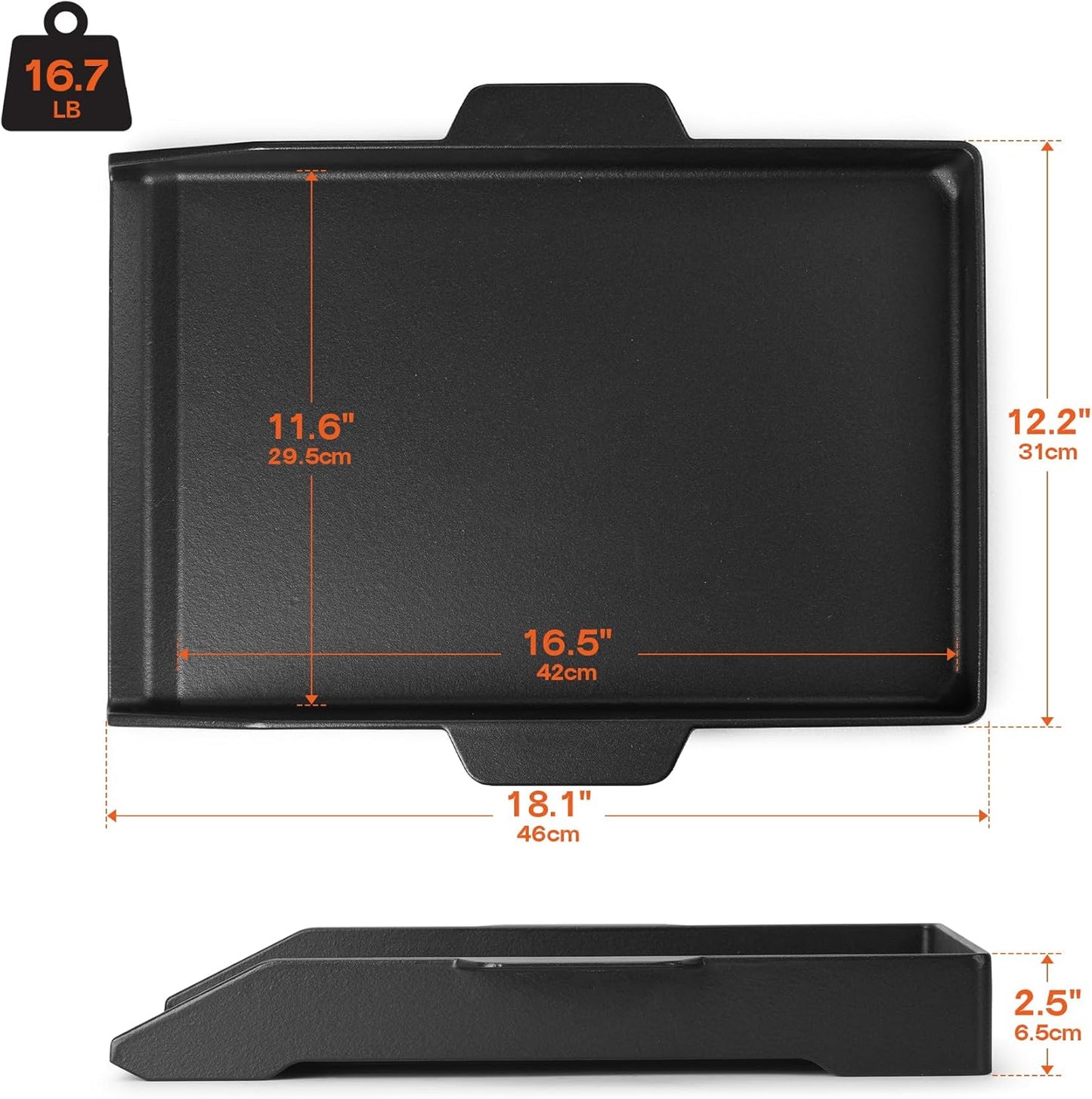 Plancha hierro fundido parrilla horno 18x12pulg