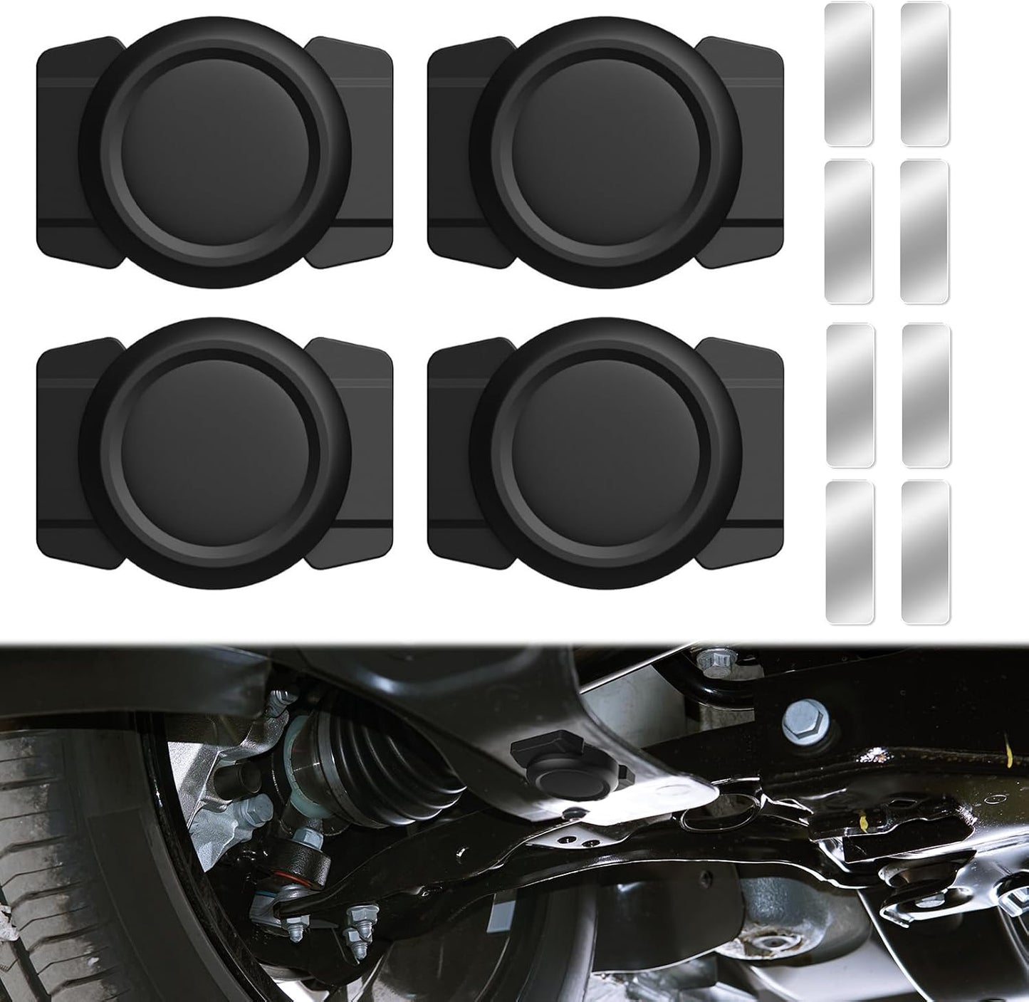 4 Soportes Magnéticos para Air Tag Silicona Negra