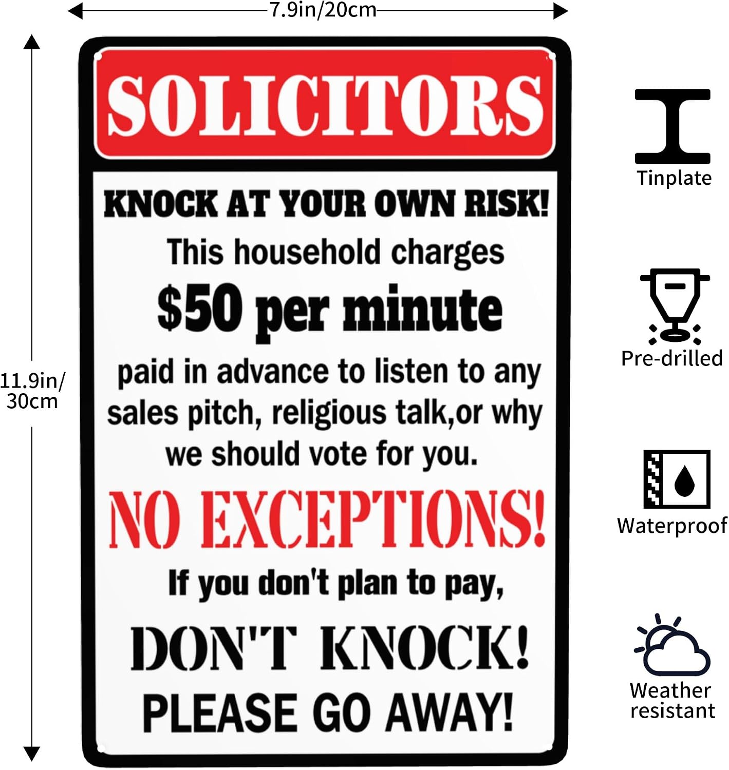 Letreros no solicitar para casa puerta patio 30x20cm