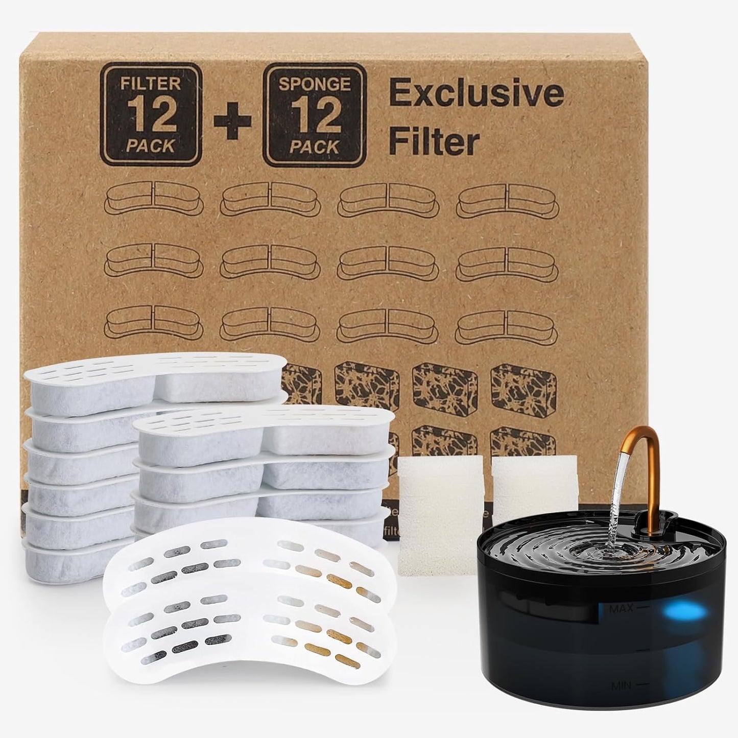 Repuesto filtro fuente gato S003/S005 12 filtros y esponjas