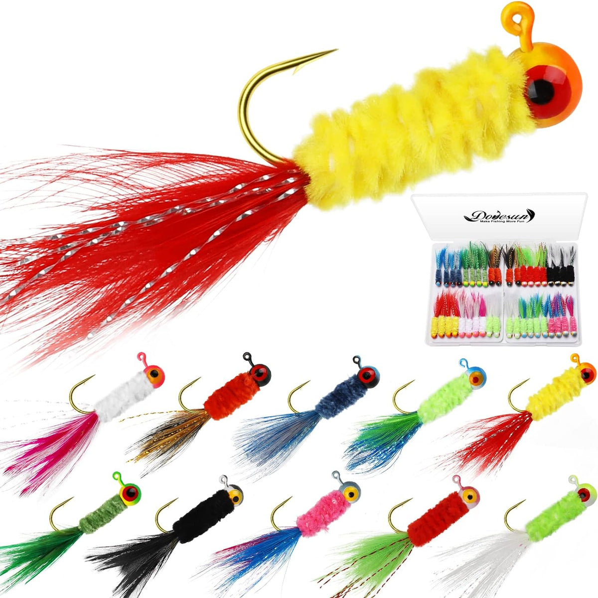 Jigs de Crappie Marabou 10 colores 1/32-1/8 oz para pesca Panfish
