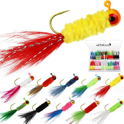 Jigs de Crappie Marabou 10 colores 1/32-1/8 oz para pesca Panfish