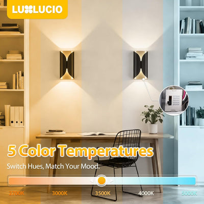 2 Apliques LED Aluminio Negro Dorado IP65 12W