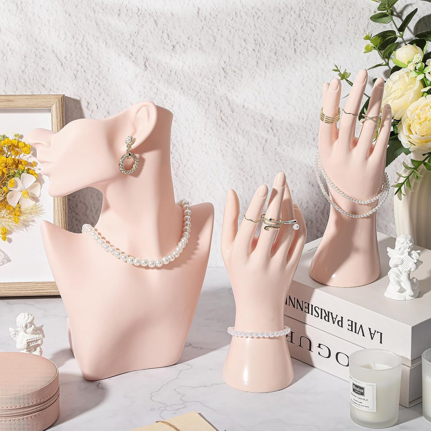 Set exhibidor joyería con maniquí y soportes