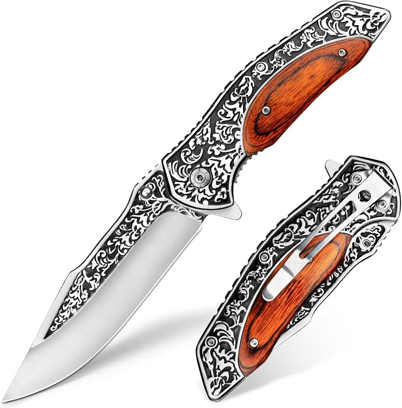 Cuchillo plegable EDC hoja 3.6pulg patrón 3D clásico hombre