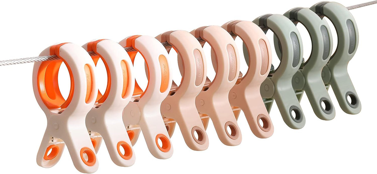 9 Clips Toalla Playa Plástico Silicona Fuerte Color Brillante