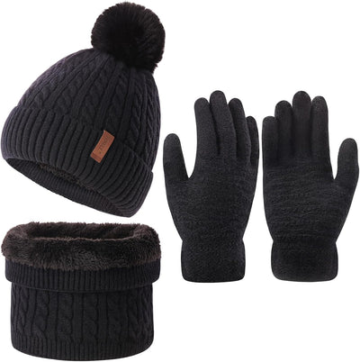 Set 3 Pzas Gorro Bufanda Guantes Niña Tela Cálida