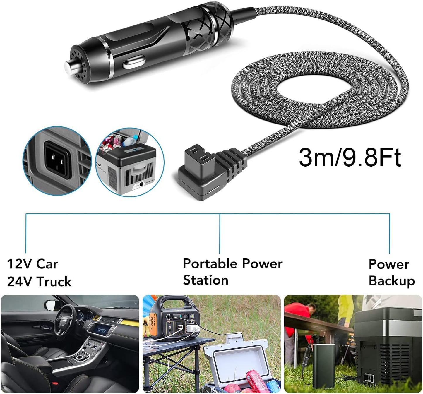 Cable 12V/24V CC para refrigerador coche BougeRV CR22 E40