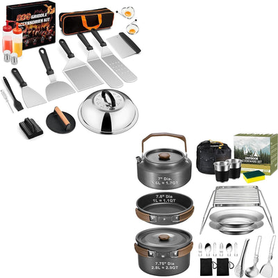 Set accesorios plancha 18 pzas para camping y cocinar al aire libre