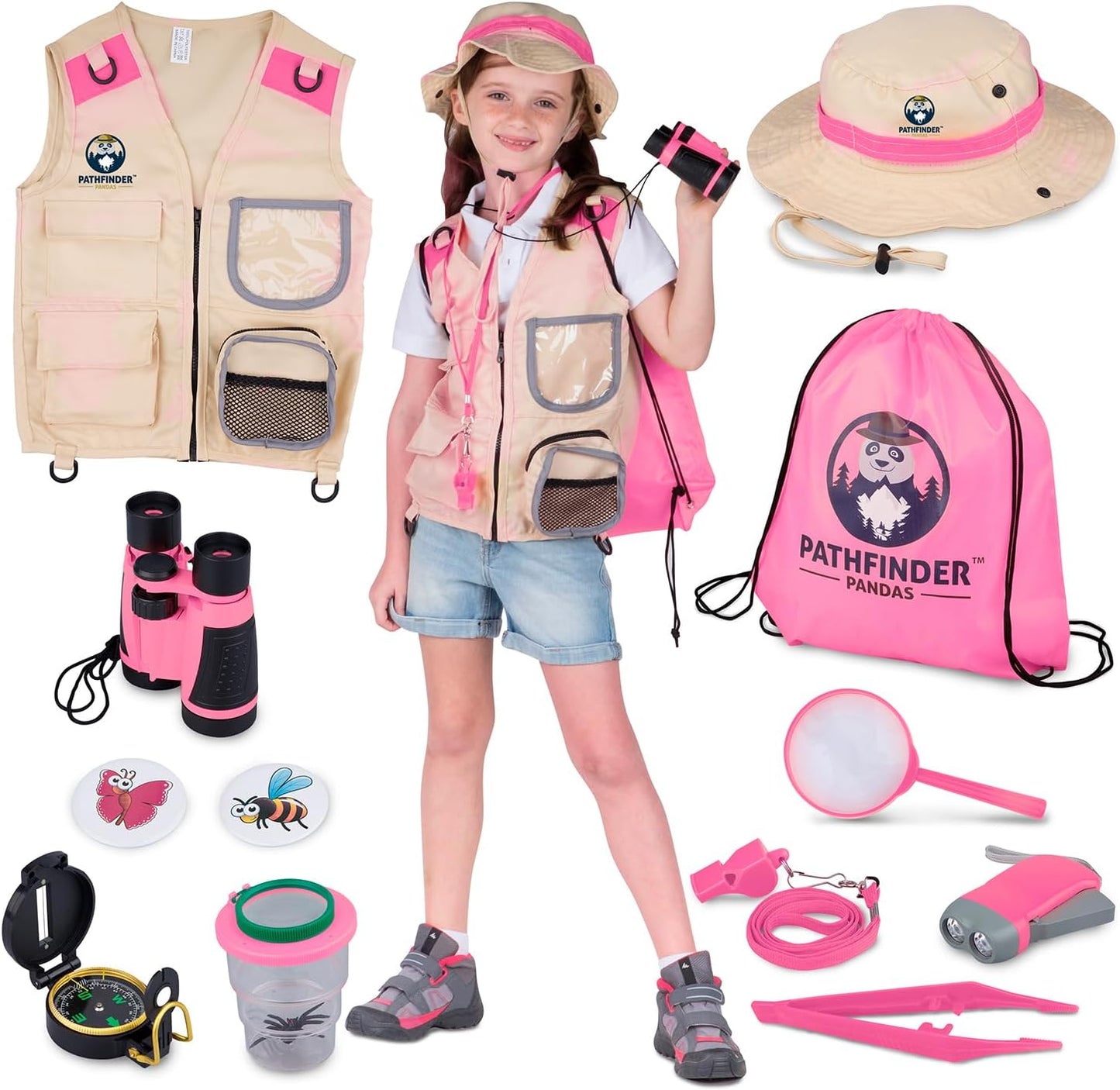 Kit explorador niños chaleco safari sombrero 3-7 años