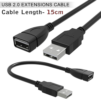 Paquete 10 cables USB 2.0 macho hembra 6pulg negro