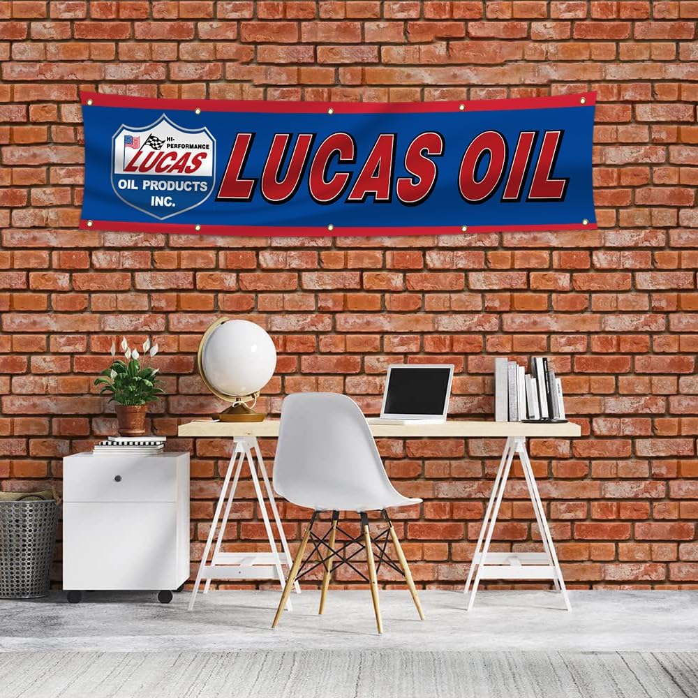 Bandera aceite Lucas 2x8ft decoración garaje carreras