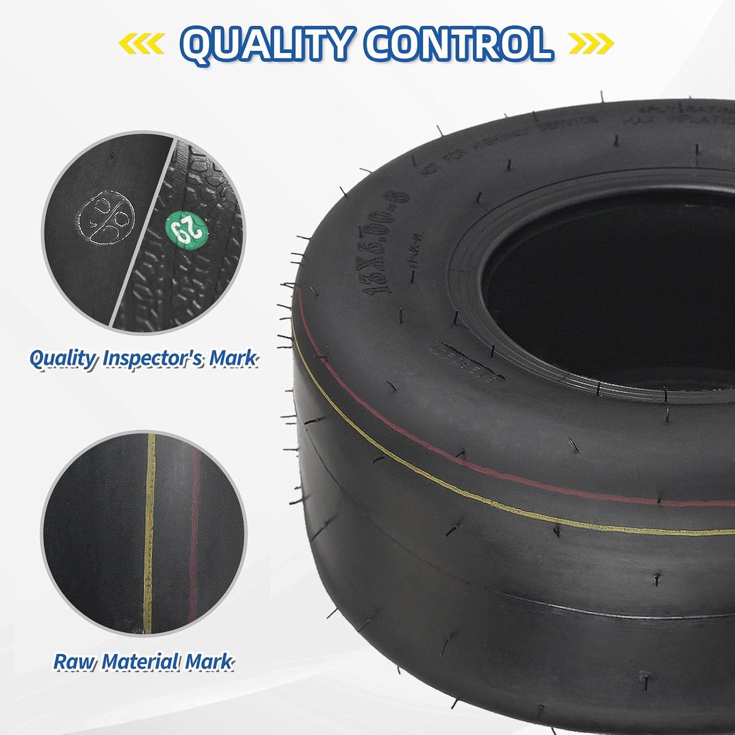 2 Neumáticos sin cámara 13x5-6 para cortacésped 4 capas