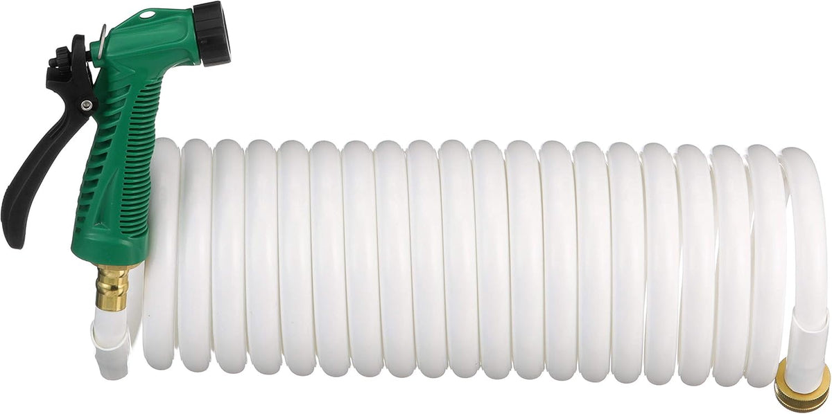 Manguera lavado espiral con pulverizador 25ft color blanco