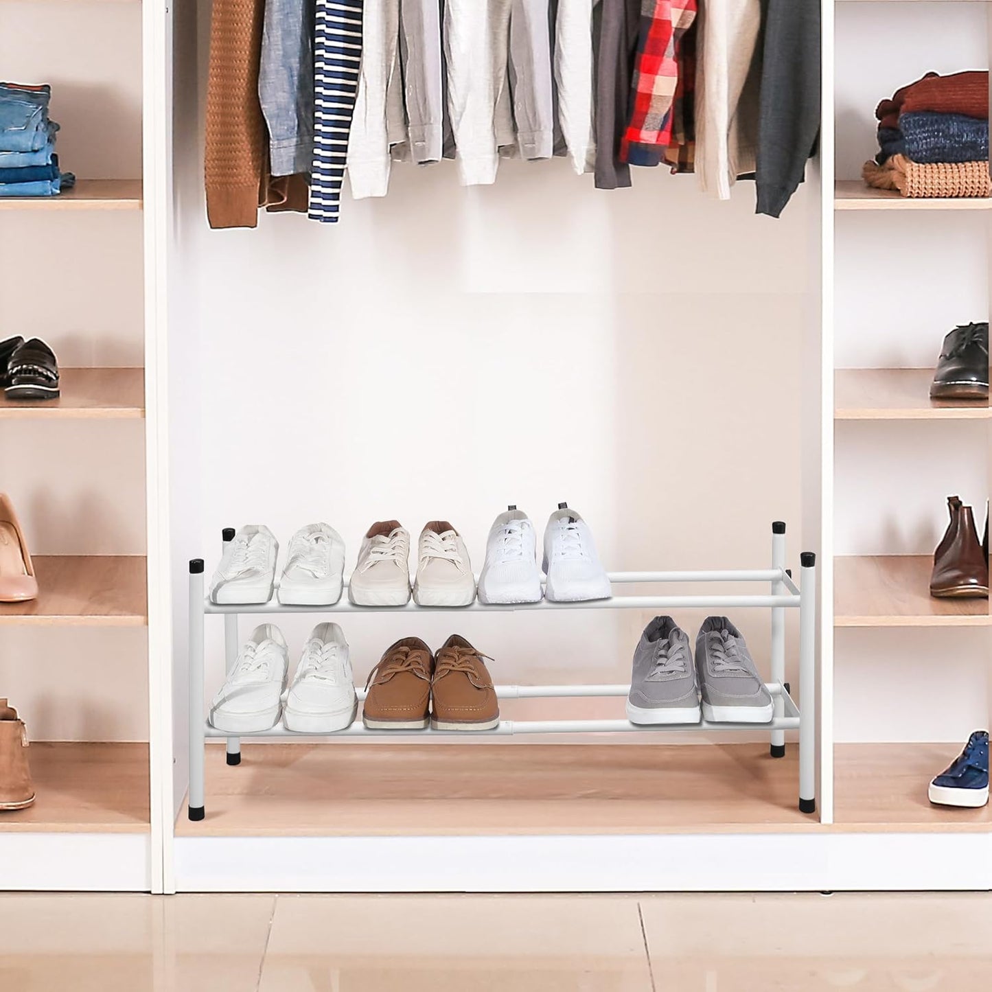 Estante zapatos ajustable de metal apilable 8 pares