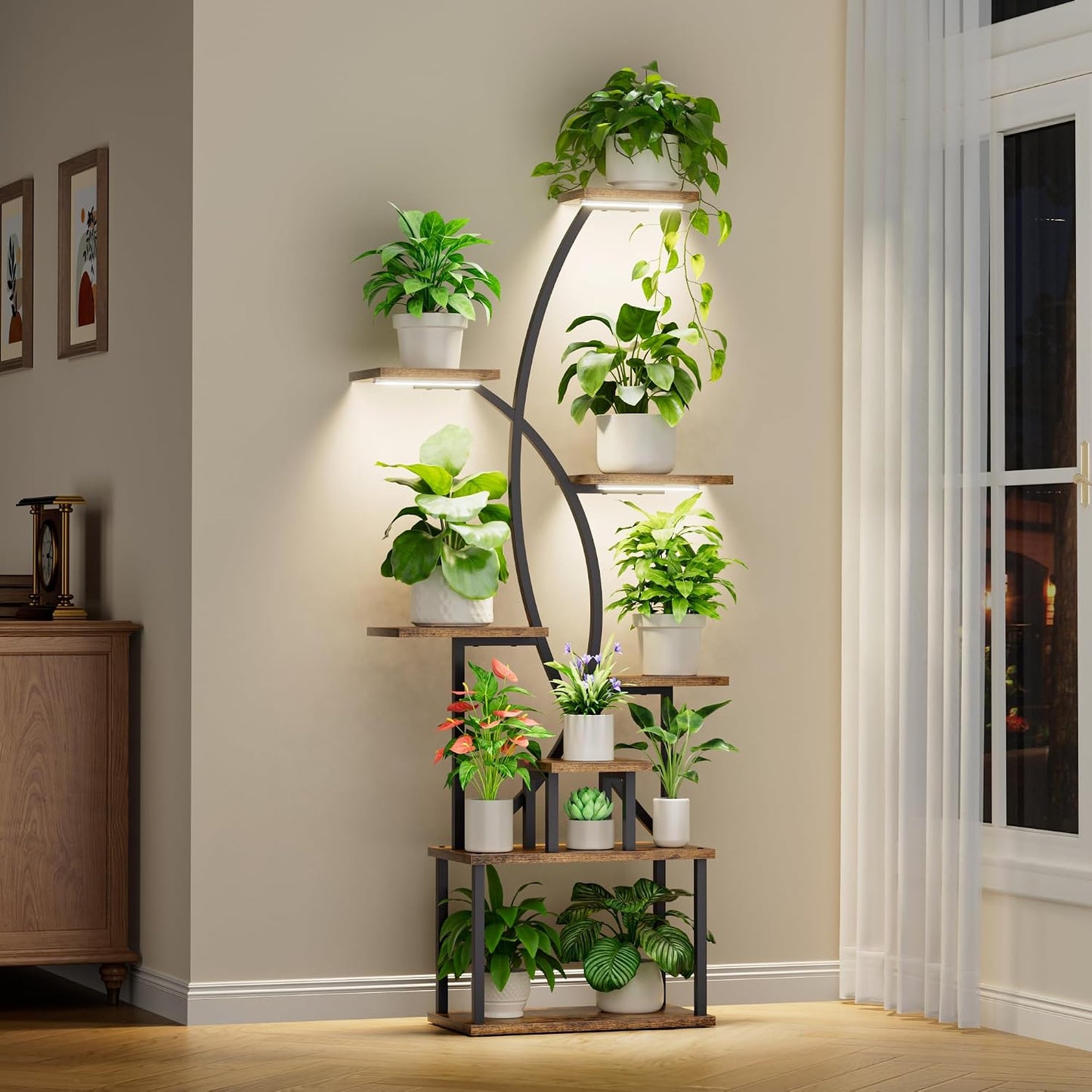 Soporte plantas interior luz crecimiento estante 8 niveles 65pulg