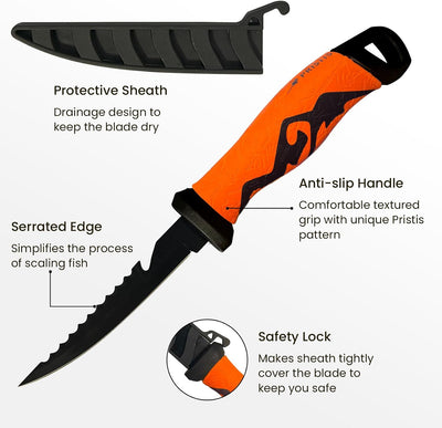 Cuchillo filete 5" acero inox revestimiento teflón