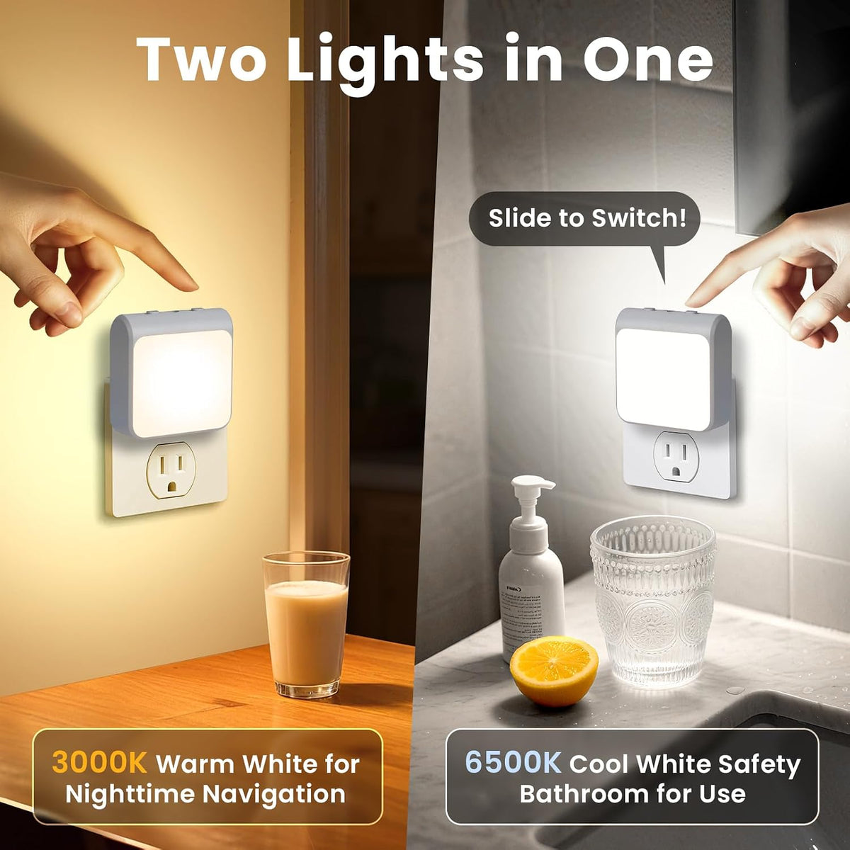 6 Luces LED Noche Regulables Sensor Amanecer 2 Colores