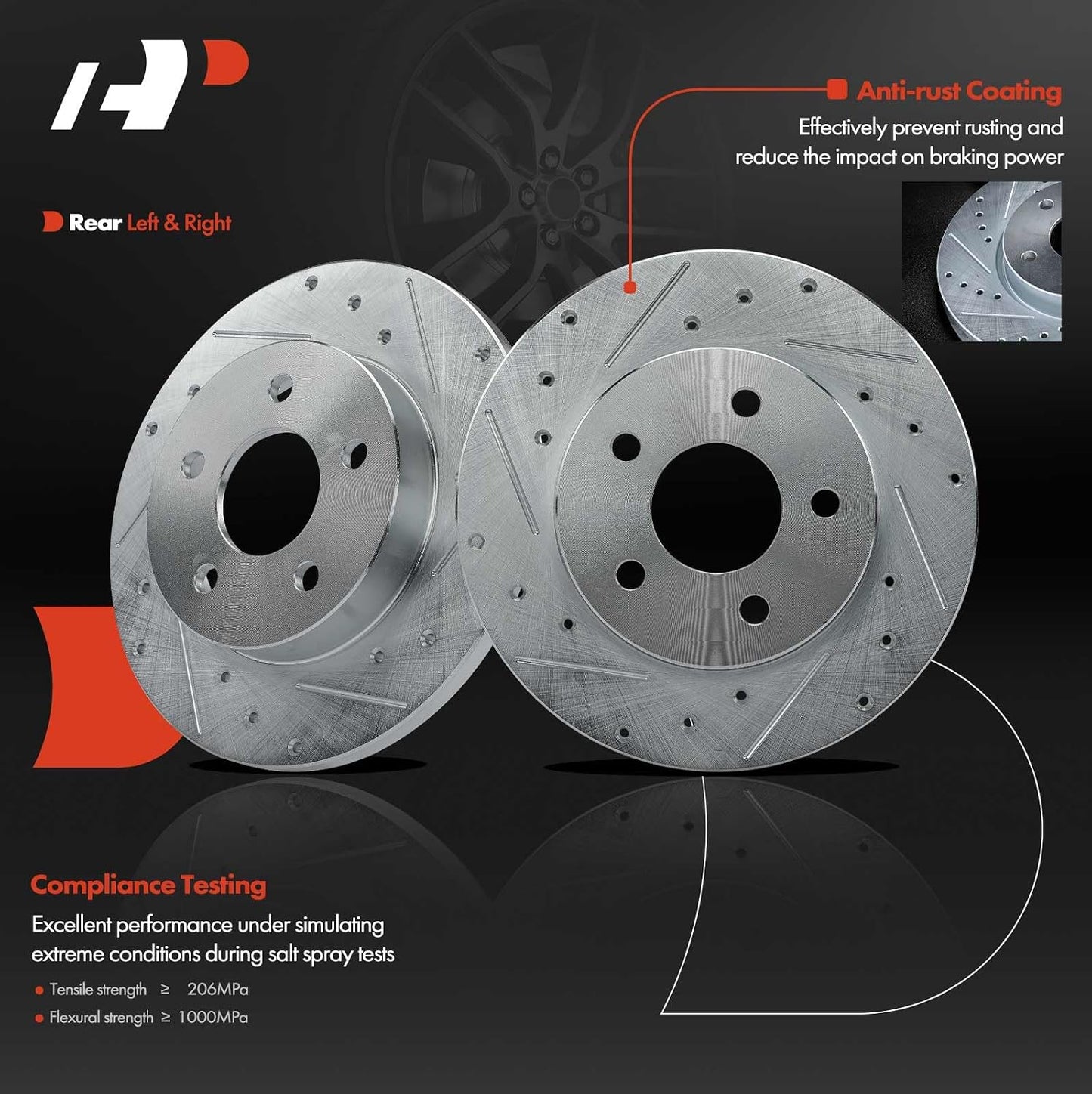 Rotores freno disco traseros 10.63" comp Chevy Malibu Cobalt