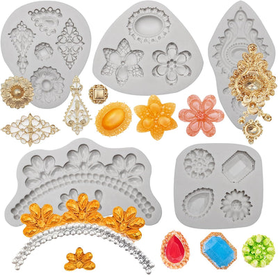 Moldes silicona decorativos para joyas y fondant barroco