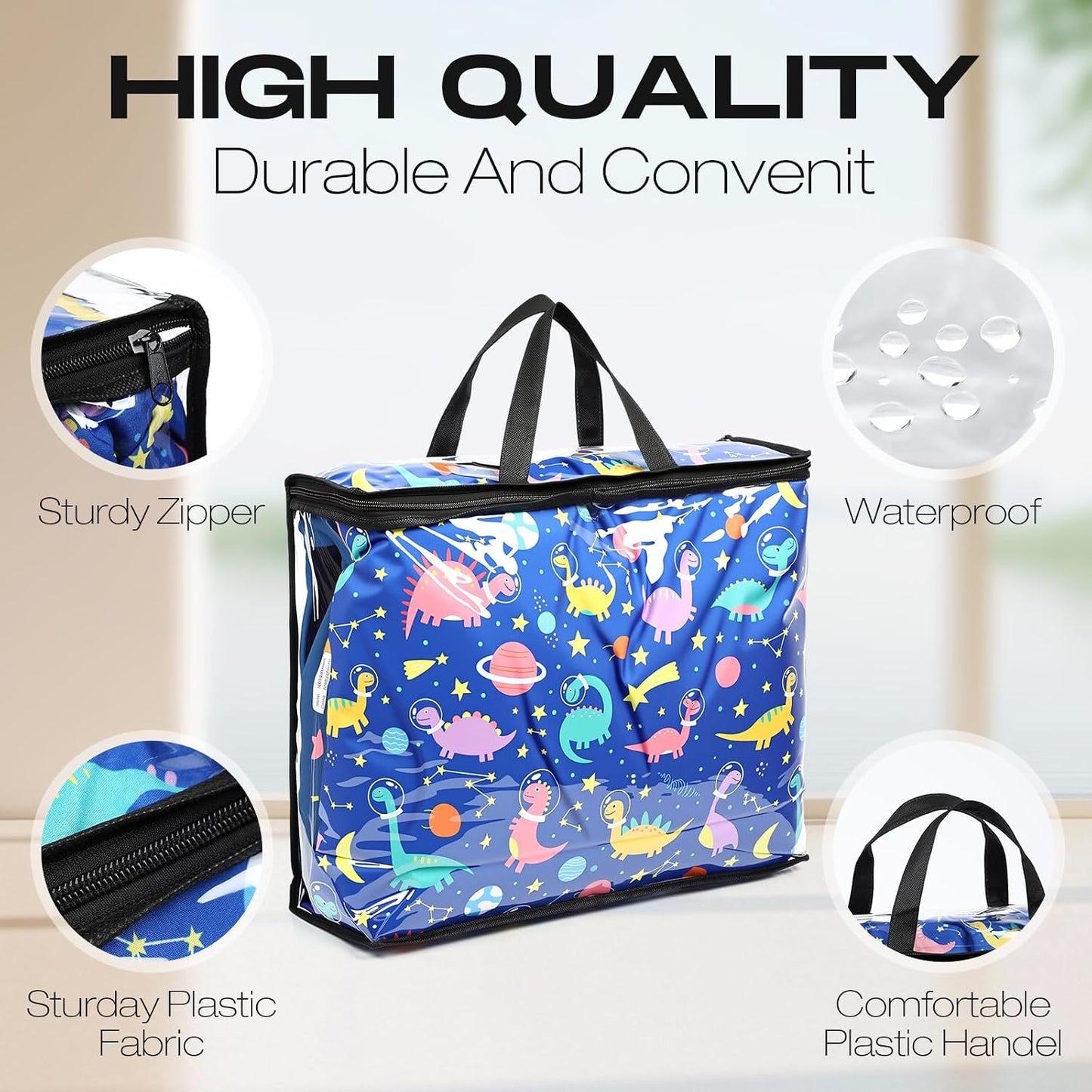 12 Bolsas Almacenamiento Transparentes 18x15x5" con Asa