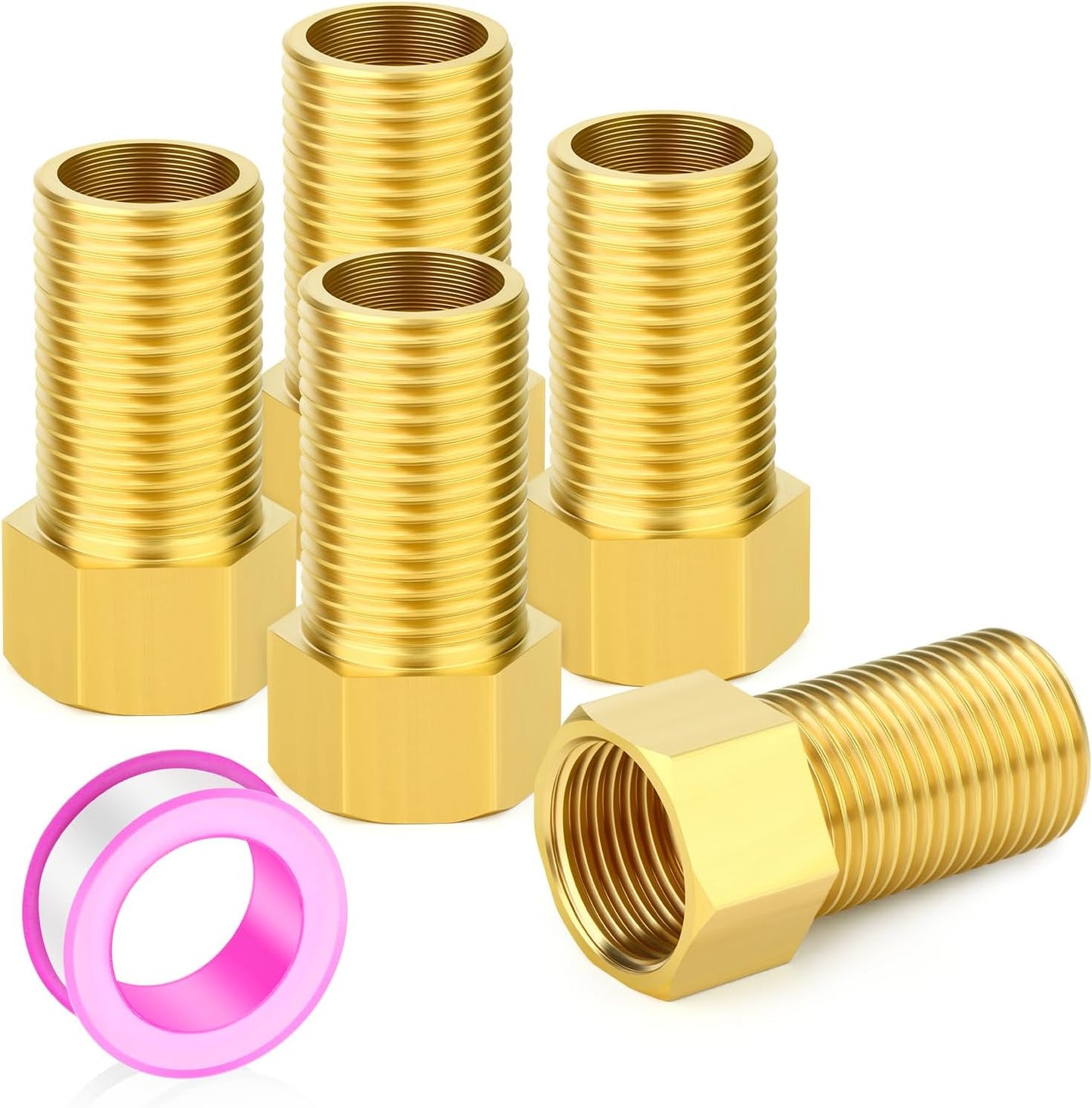 5 Pzas Adaptador Tubo Hexagonal 1.969pulg Latón