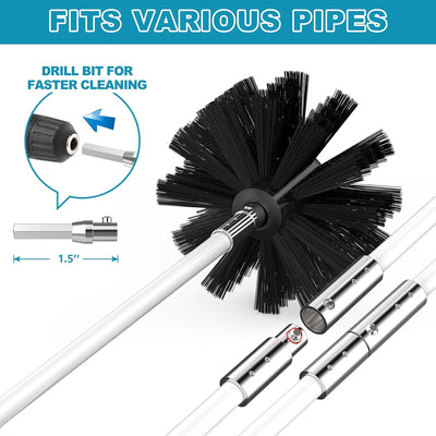 Kit limpieza tubo ventilación secadora 15ft cepillo flexible
