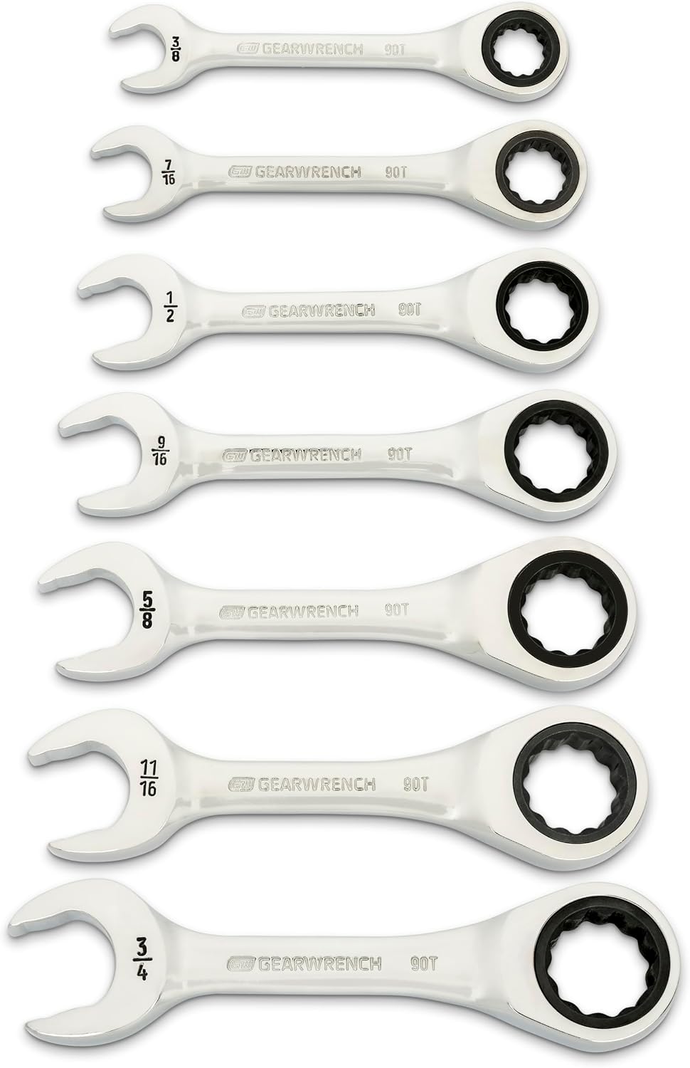 Llave trinquete combinada 7 pzas 90 dientes 12 puntos SAE
