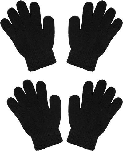 2 Pzas Guantes Invierno Niños Unisex Negro Elásticos Cálidos