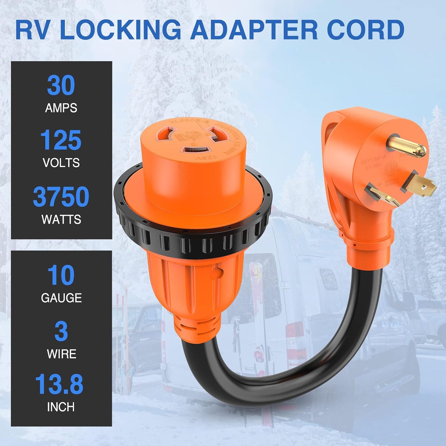 Cable adaptador RV 30A cobre puro ETL resistente clima