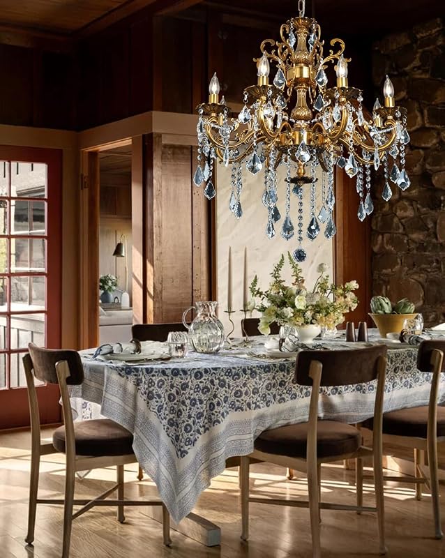 Candelabro cristal dorado 8 luces isla comedor 27pulg