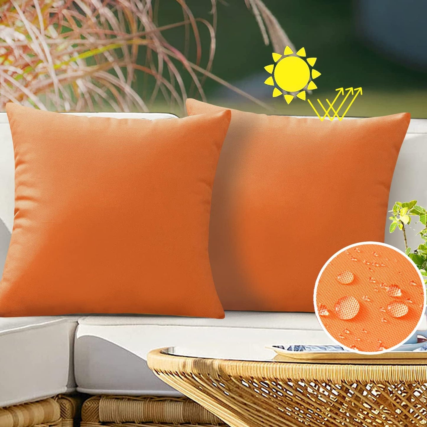Fundas cojines impermeables 18x18" set 2 calabaza patio