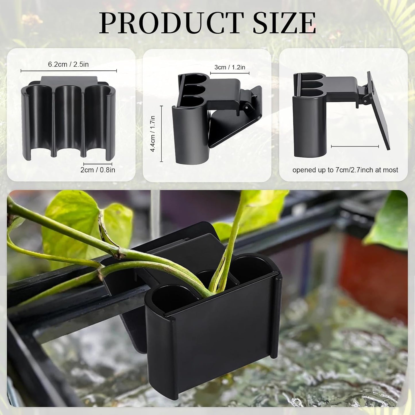 Soporte colgante para plantas acuáticas 3 agujeros negro