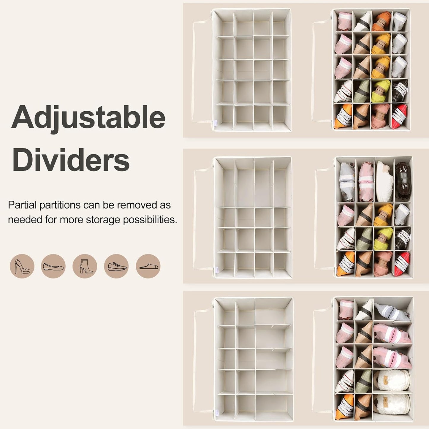 Organiz. zapatos plegable con divisores