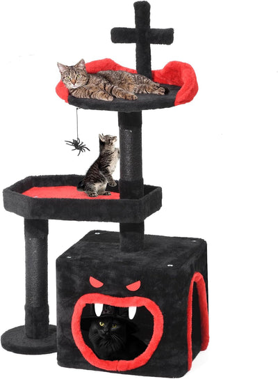 Torre gótica para gatos 38.6pulg rascador sisal plataforma bola araña