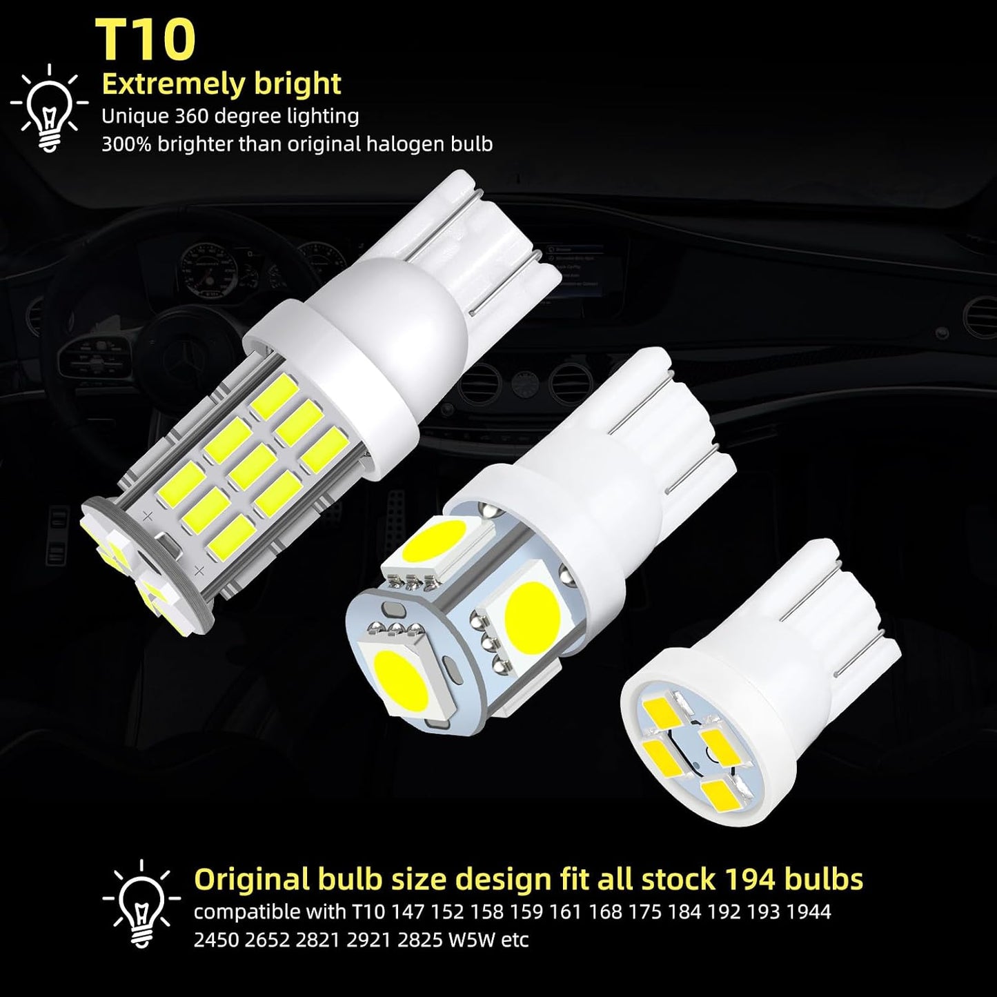 Set 24 bombillas interior 12V para caravana remolque barco blanco