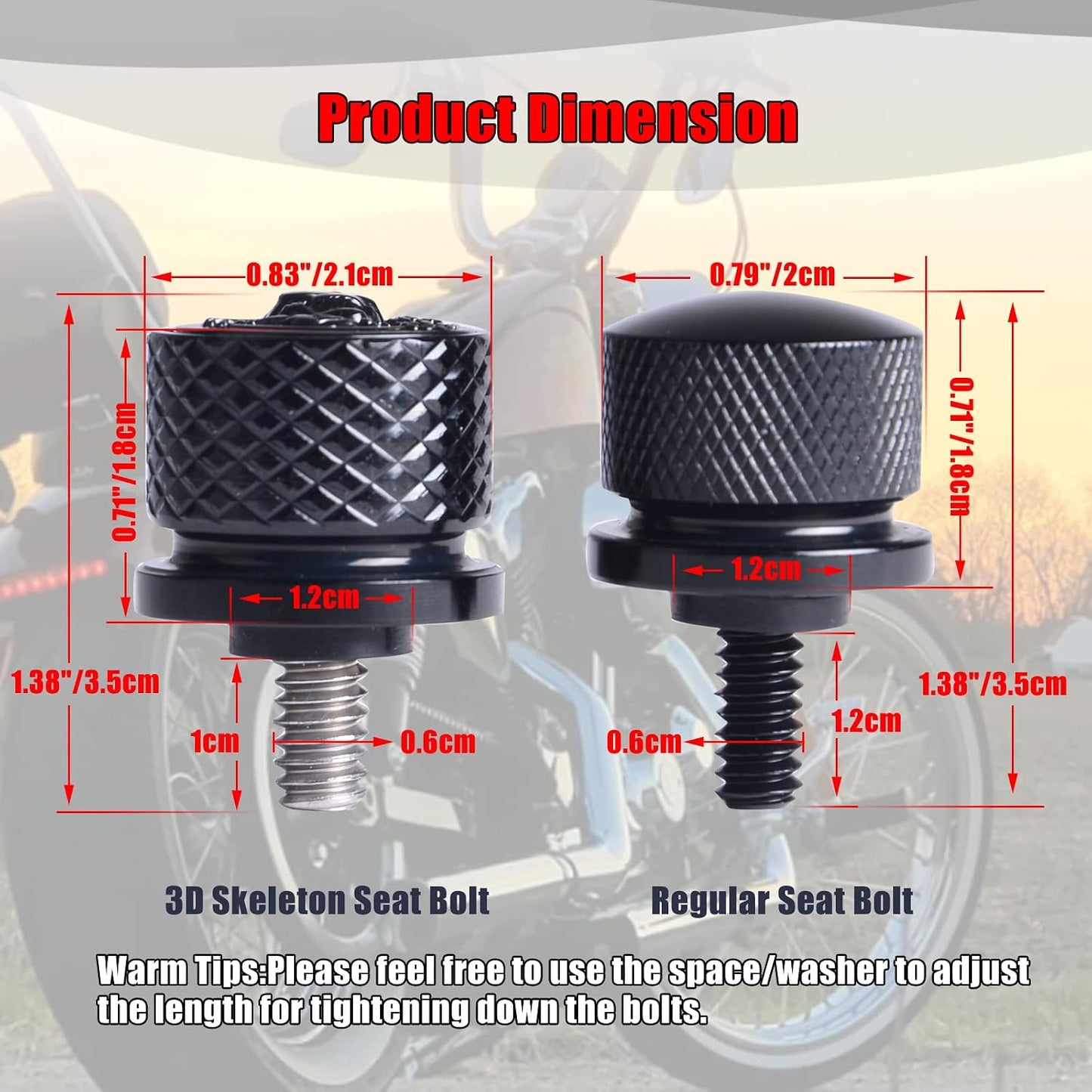 Accesorios asiento motocicleta pernos 1/4pulg perilla comp