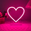 Letrero neón corazón rosa LED USB regulable decoración niños