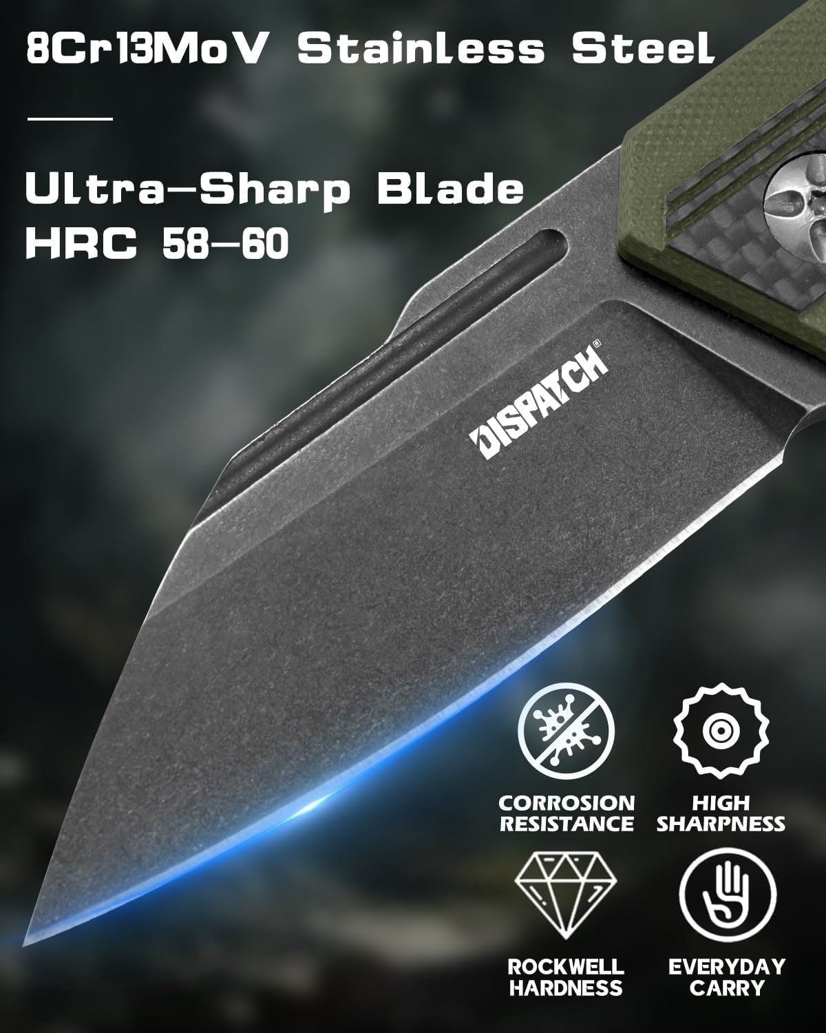 Navaja plegable 2.83pulg hoja G10 fibra carbono