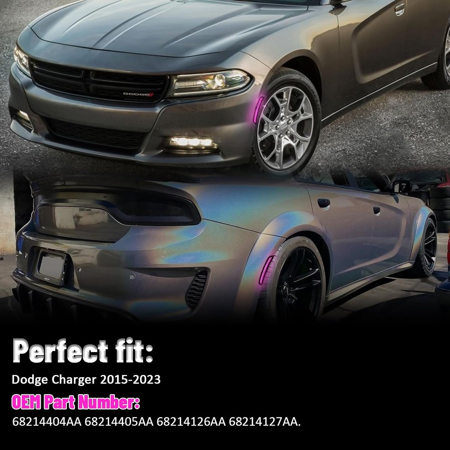4 Kit lámparas señal giro Dodge Charger 2015-23 LED rosa