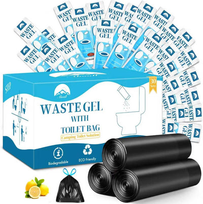 Juego 30 bolsas inodoro 10gal con cordón y polvo orina 0.53oz