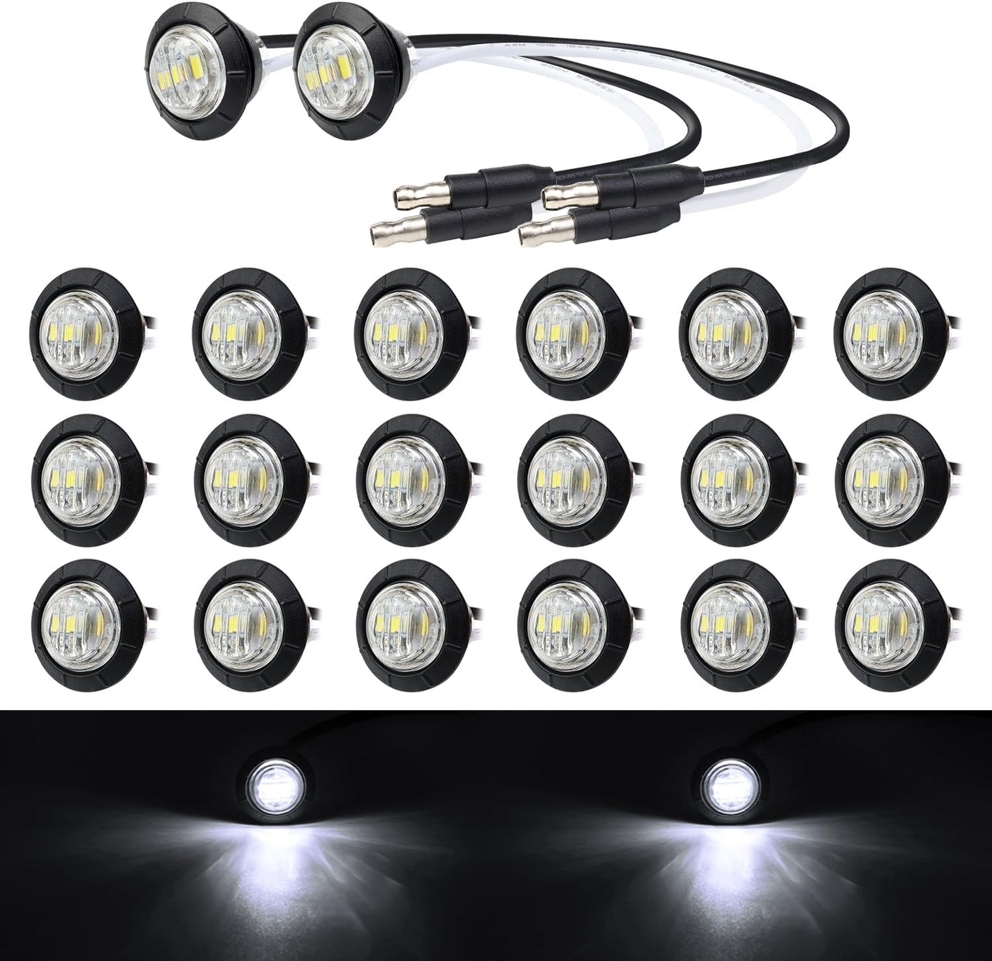 20 Luces LED blancas con conector enchufe delanteras traseras