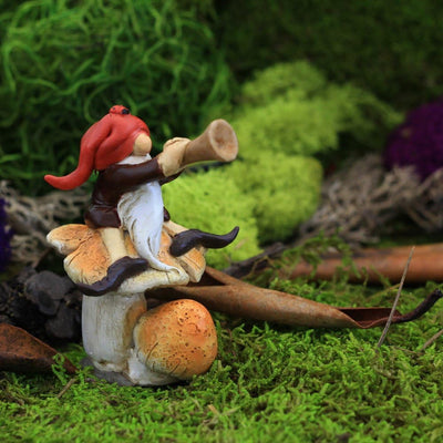 Miniatura jardín hadas gnomo trompa seta