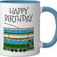 Taza Cerámica Cumpleaños Tren Azul Blanco