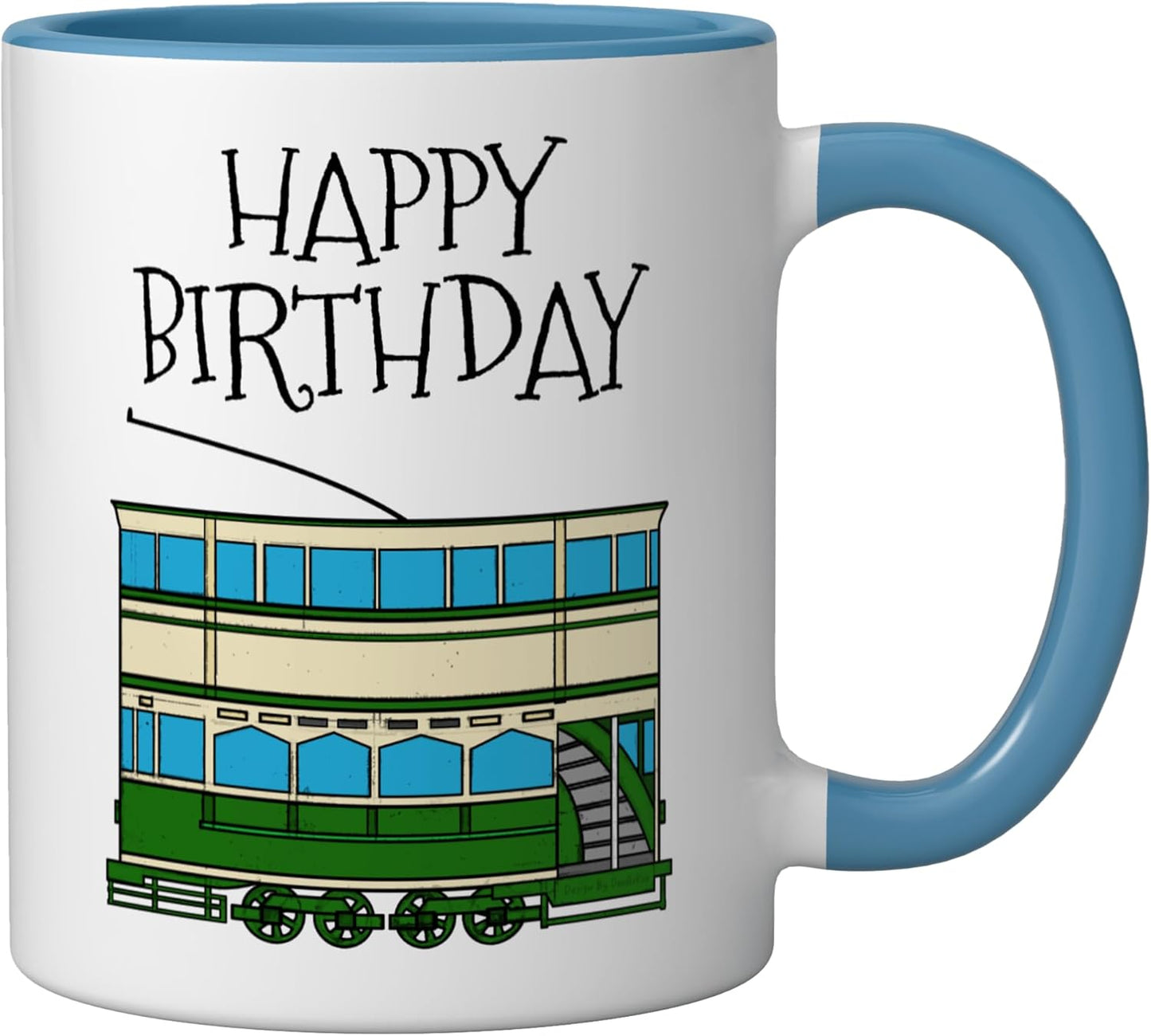Taza Cerámica Cumpleaños Tren Azul Blanco