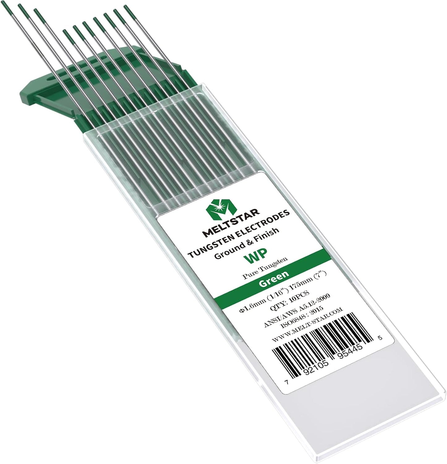 Electrodos Tungsteno Puro 1/16x7pulg Verde Pack 10