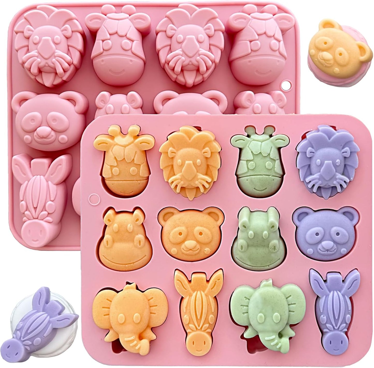 2 Moldes Silicona Animales para Chocolate Gelatina Jabón